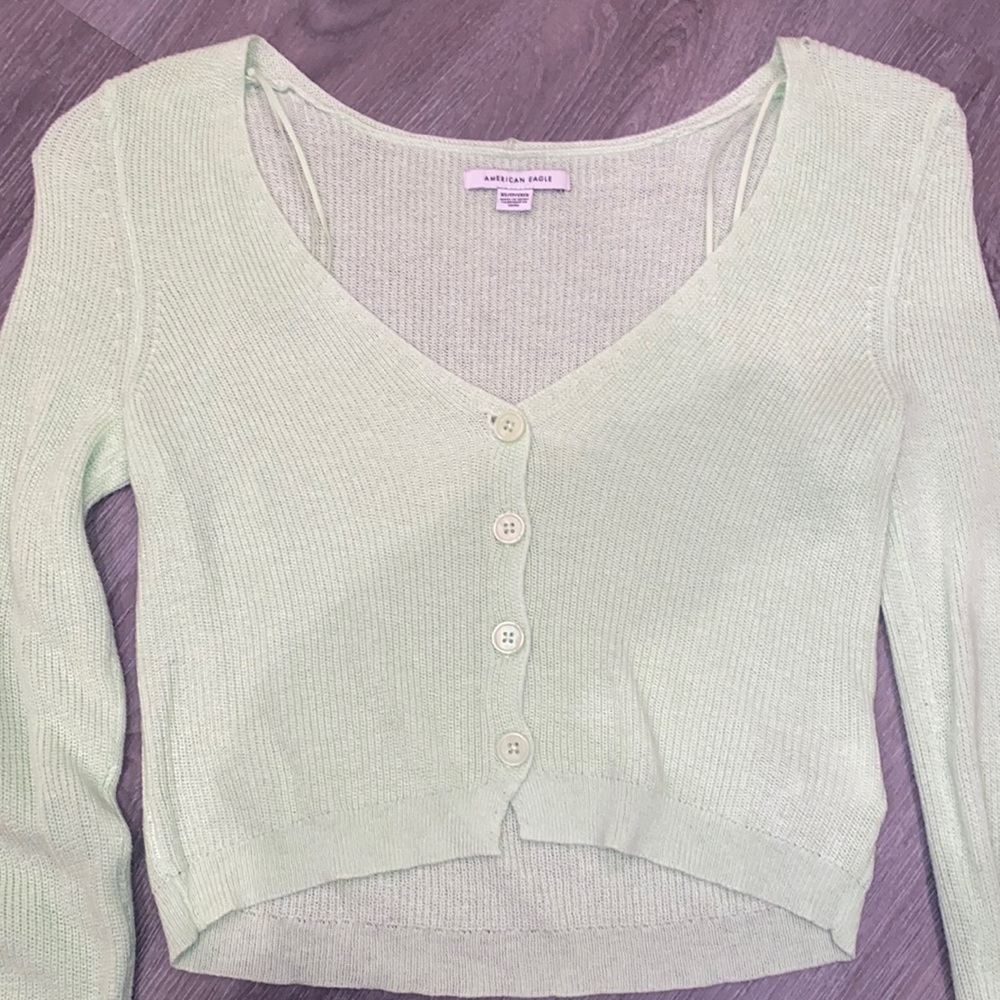 Green Cardigan Sweater